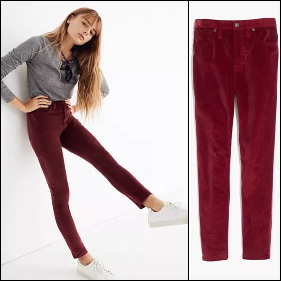 Madewell Spruce Green Velour High Rise Stretch 10” Skinny Pants - Picture 5 of 9